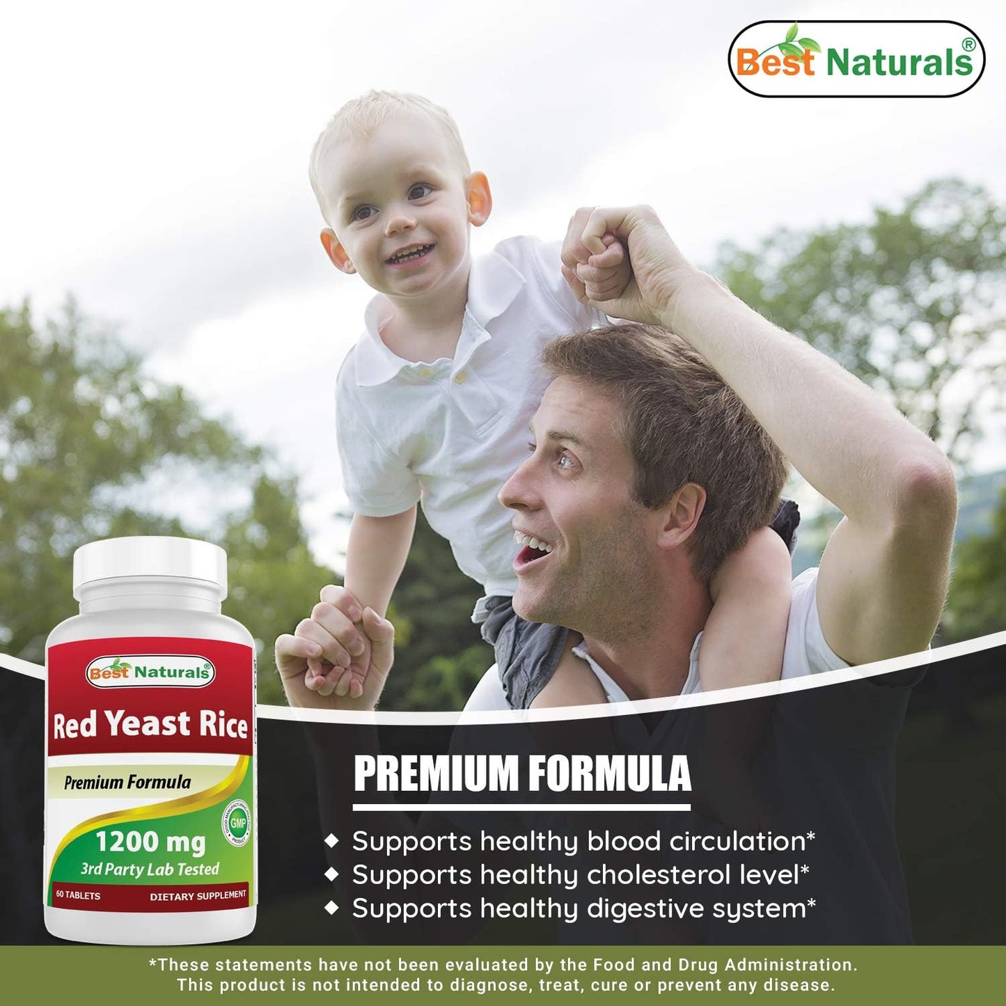 High Potency Red Yeast Rice with Vitamin B-12 for Heart Health - 1200mg & 6000mcg