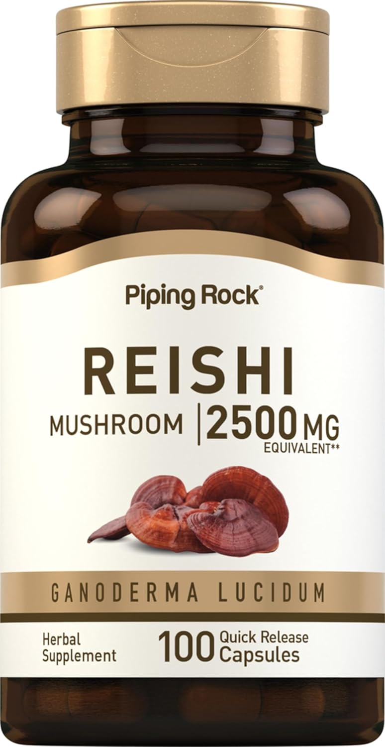 High Potency Reishi Mushroom Supplement | 2500mg | 100 Capsules | Herbal Extract with Ganoderma Lucidum | Non GMO, Gluten Free