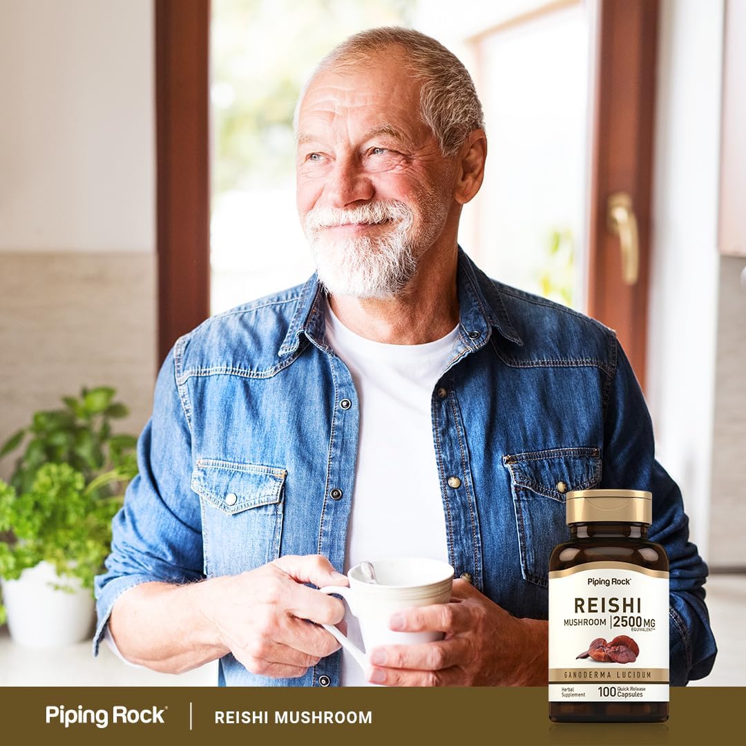 High Potency Reishi Mushroom Supplement | 2500mg | 100 Capsules | Herbal Extract with Ganoderma Lucidum | Non GMO, Gluten Free