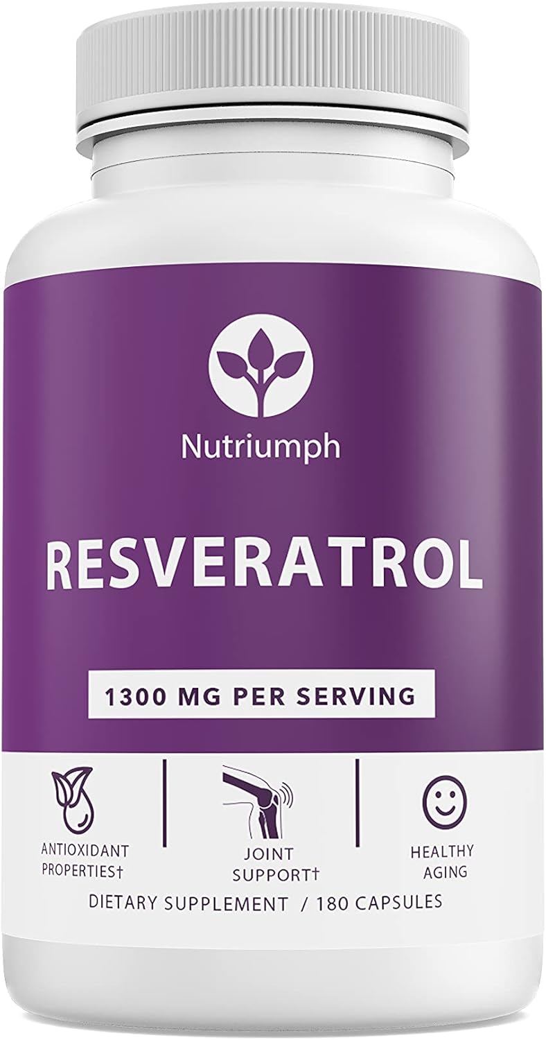 High Potency Resveratrol 1300mg Capsules | Antioxidant & Anti-Aging Supplement | Supports Heart Health | 180 Capsules
