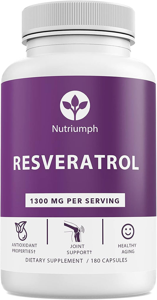 High Potency Resveratrol 1300mg Capsules | Antioxidant & Anti-Aging Supplement | Supports Heart Health | 180 Capsules