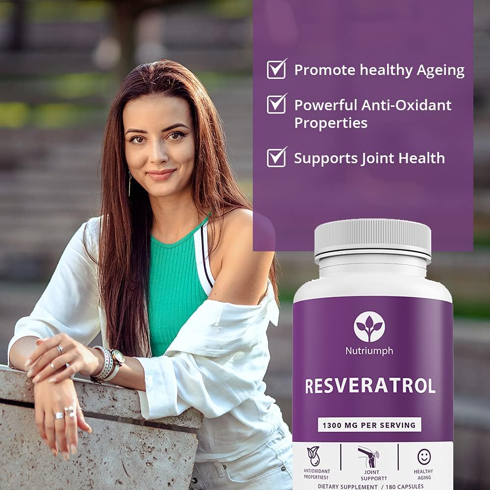 High Potency Resveratrol 1300mg Capsules | Antioxidant & Anti-Aging Supplement | Supports Heart Health | 180 Capsules
