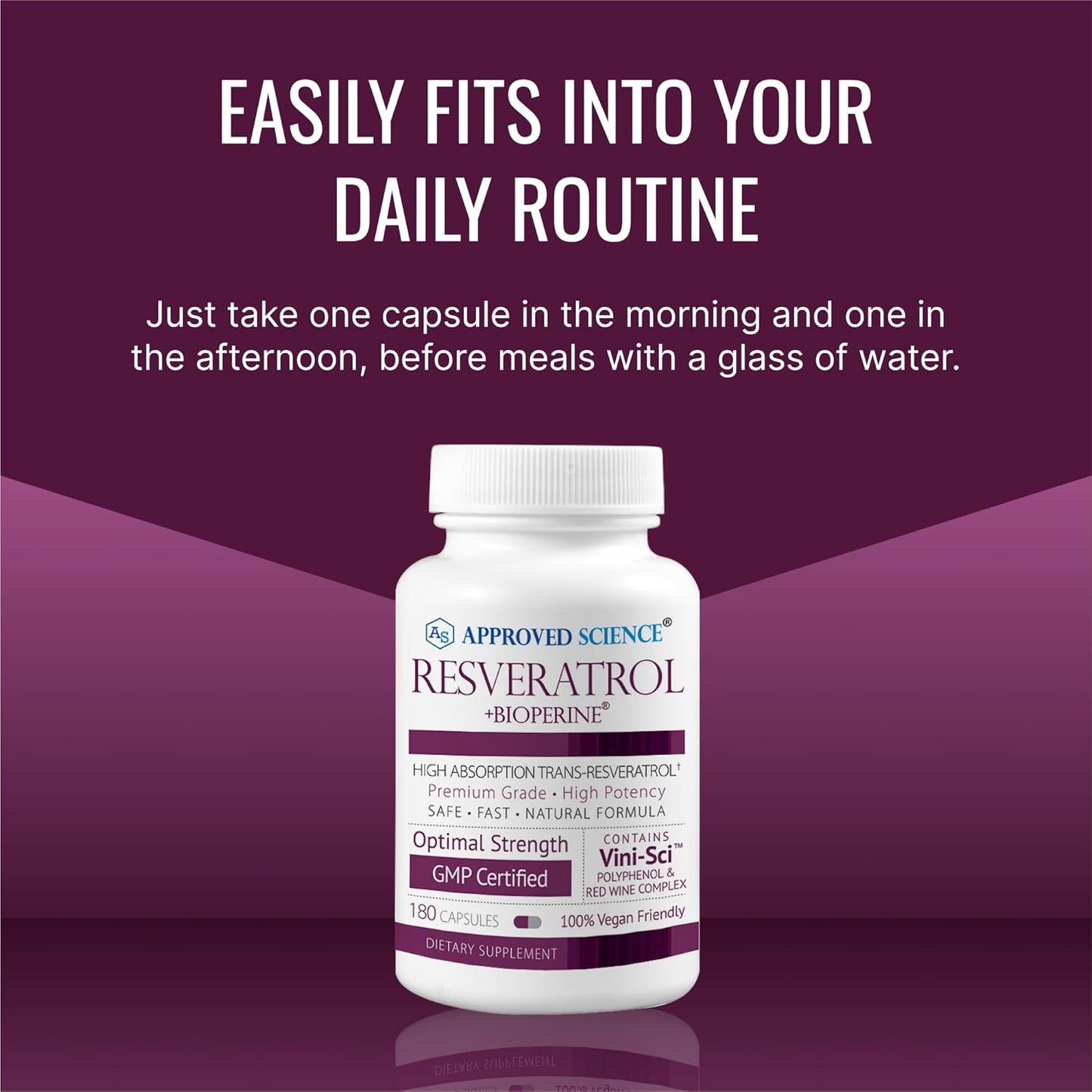 High Potency Resveratrol Supplement with Bioperine - 1000mg Trans Resveratrol, 250mg Polyphenol, 98% Purity - 380 Vegan Capsules - 2 Bottles by Approved Science