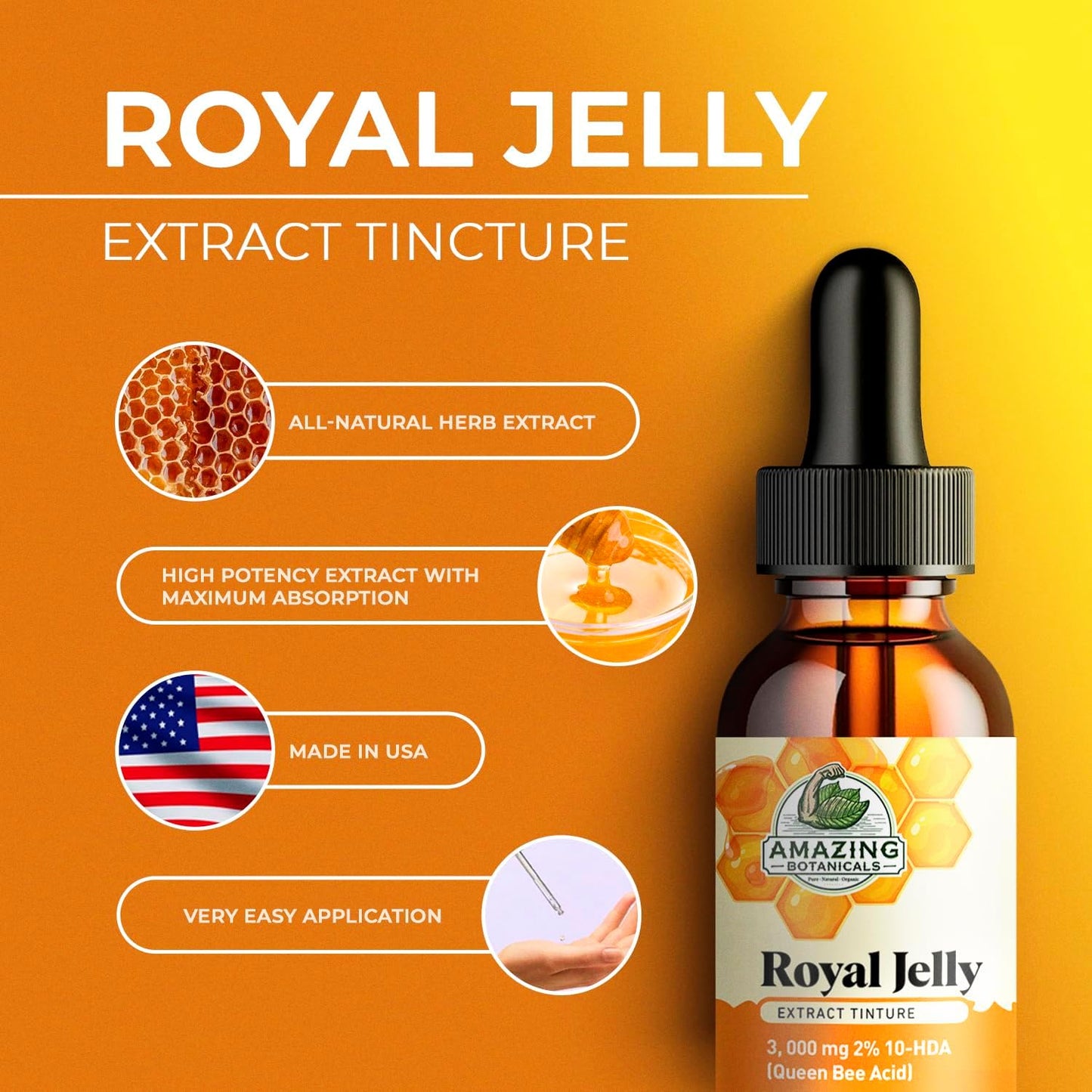 High Potency Royal Jelly Extract Tincture - 3,000 mg - Amazing Botanicals