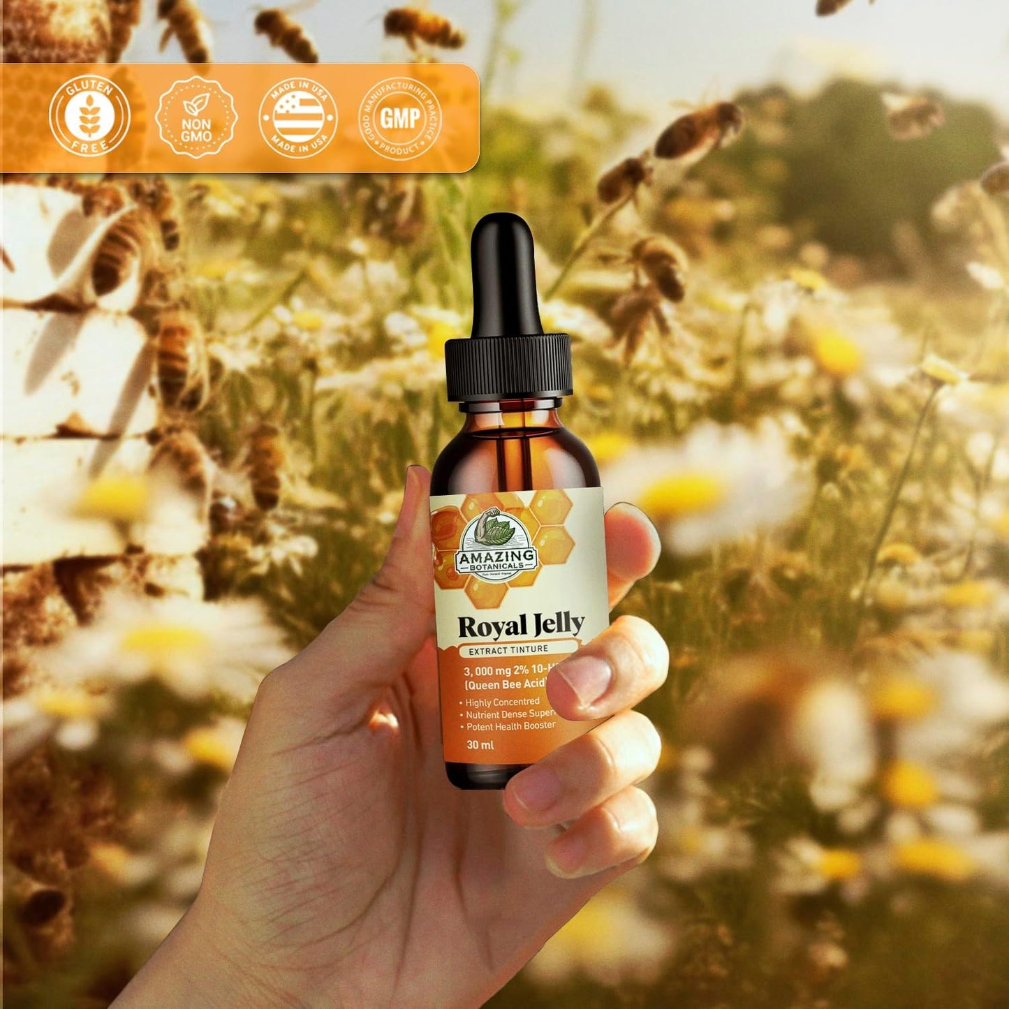 High Potency Royal Jelly Extract Tincture - 3,000 mg - Amazing Botanicals