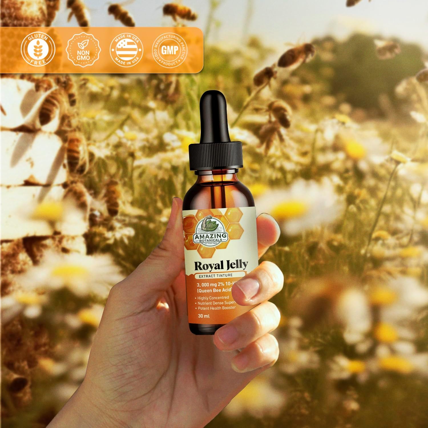 High Potency Royal Jelly Extract Tincture - 3,000 mg - Amazing Botanicals