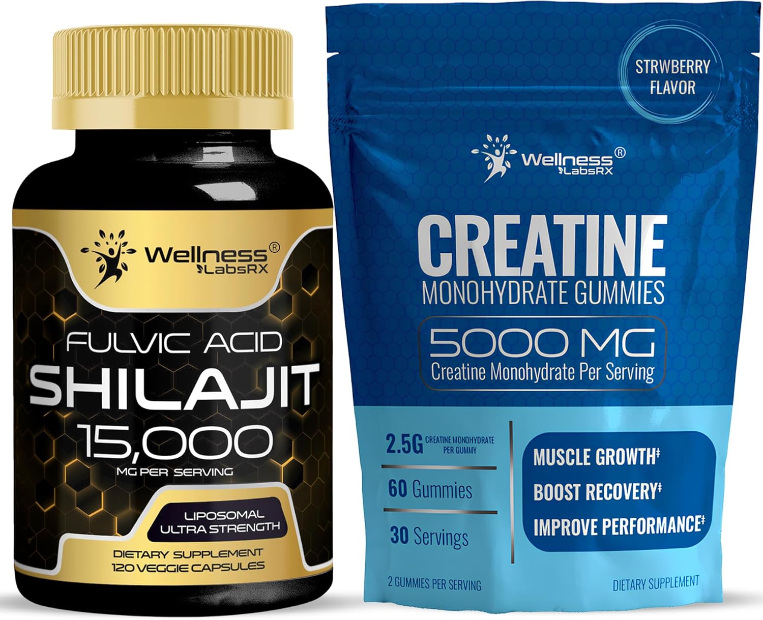 High-Potency Shilajit Capsules with Himalayan Minerals - Energizing Creatine Gummies for Strength
