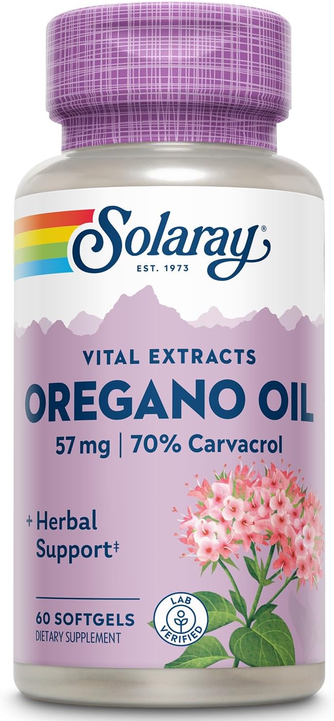 High Potency Solaray Oregano Oil Capsules with 70% Carvacrol | 60 Softgels