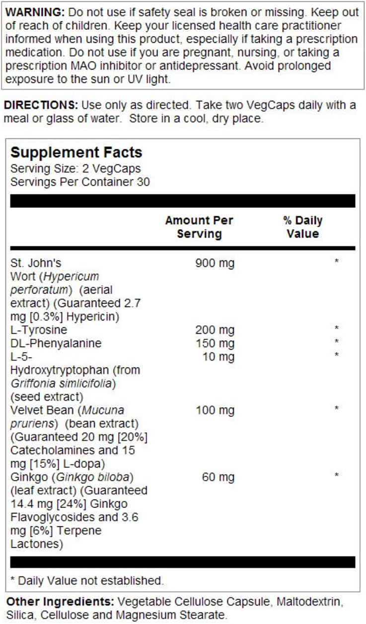 High Potency Solaray St. John's Wort Capsules | 900 mg | 60 Count
