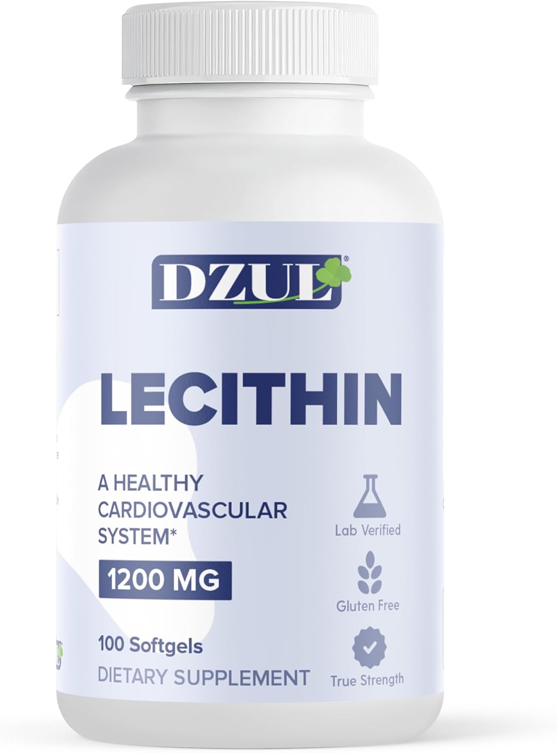 High Potency Soy Lecithin Softgels - 1200mg, 100 Count - Gluten Free & Lab-Verified by DZUL Pharma