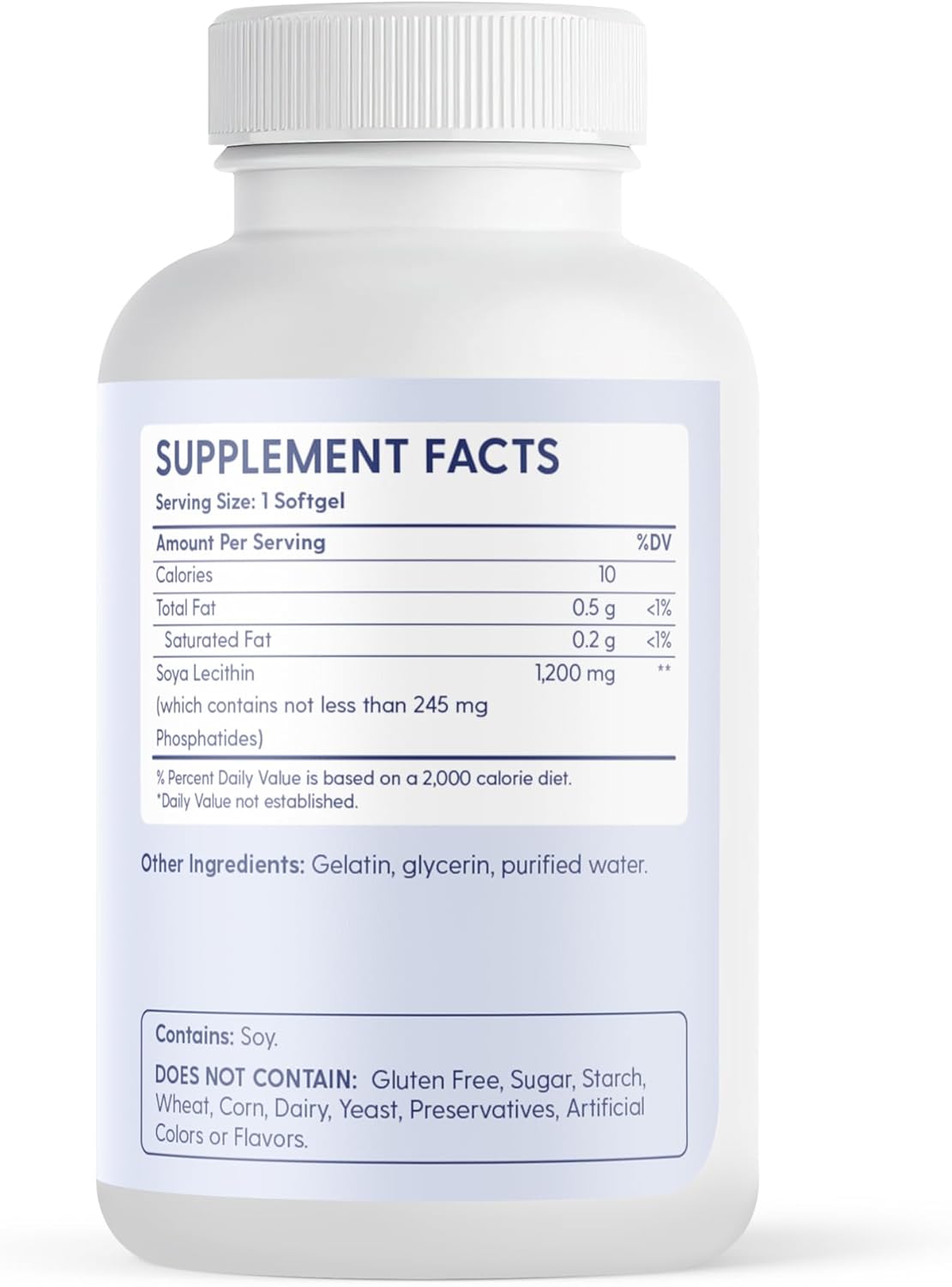 High Potency Soy Lecithin Softgels - 1200mg, 100 Count - Gluten Free & Lab-Verified by DZUL Pharma