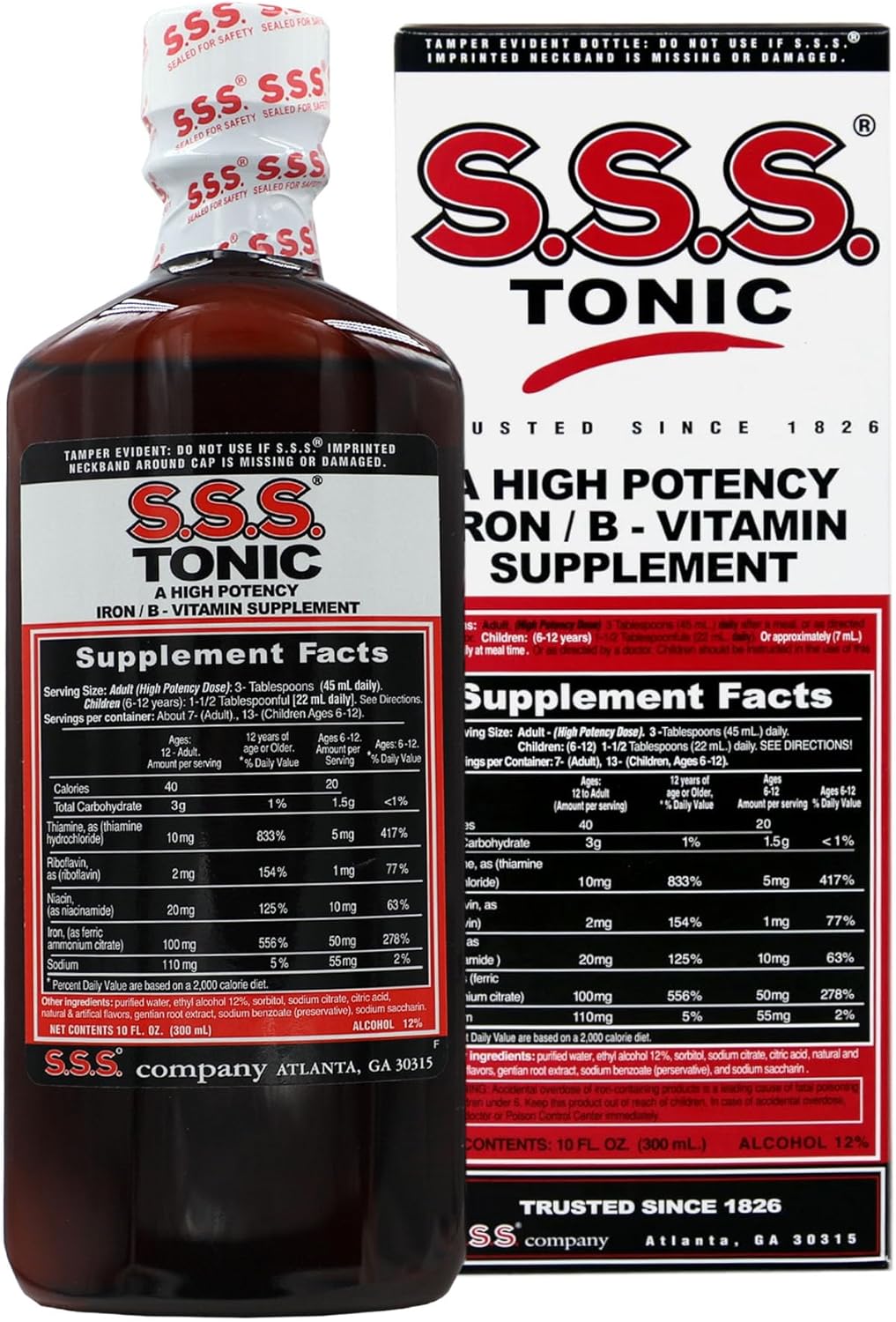 High Potency S.S.S. Tonic Iron and Vitamin B Supplement, 10 Fl Oz Bottle - Pack of 1