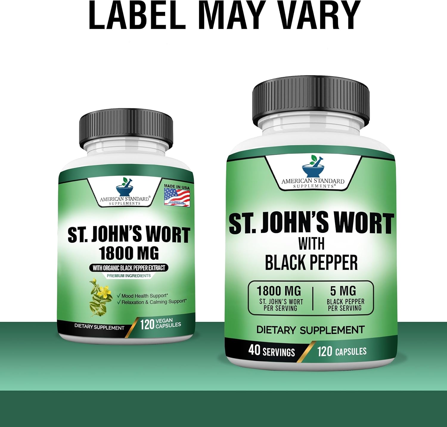 High-Potency St. John’s Wort Supplement with Black Pepper - Vegan, Gluten-Free, Non-GMO - 120 Capsules
