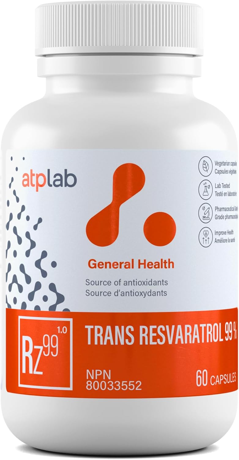High Potency Trans Resveratrol 99% Capsules - 60 Count | Powerful Antioxidant Support from ATP LAB