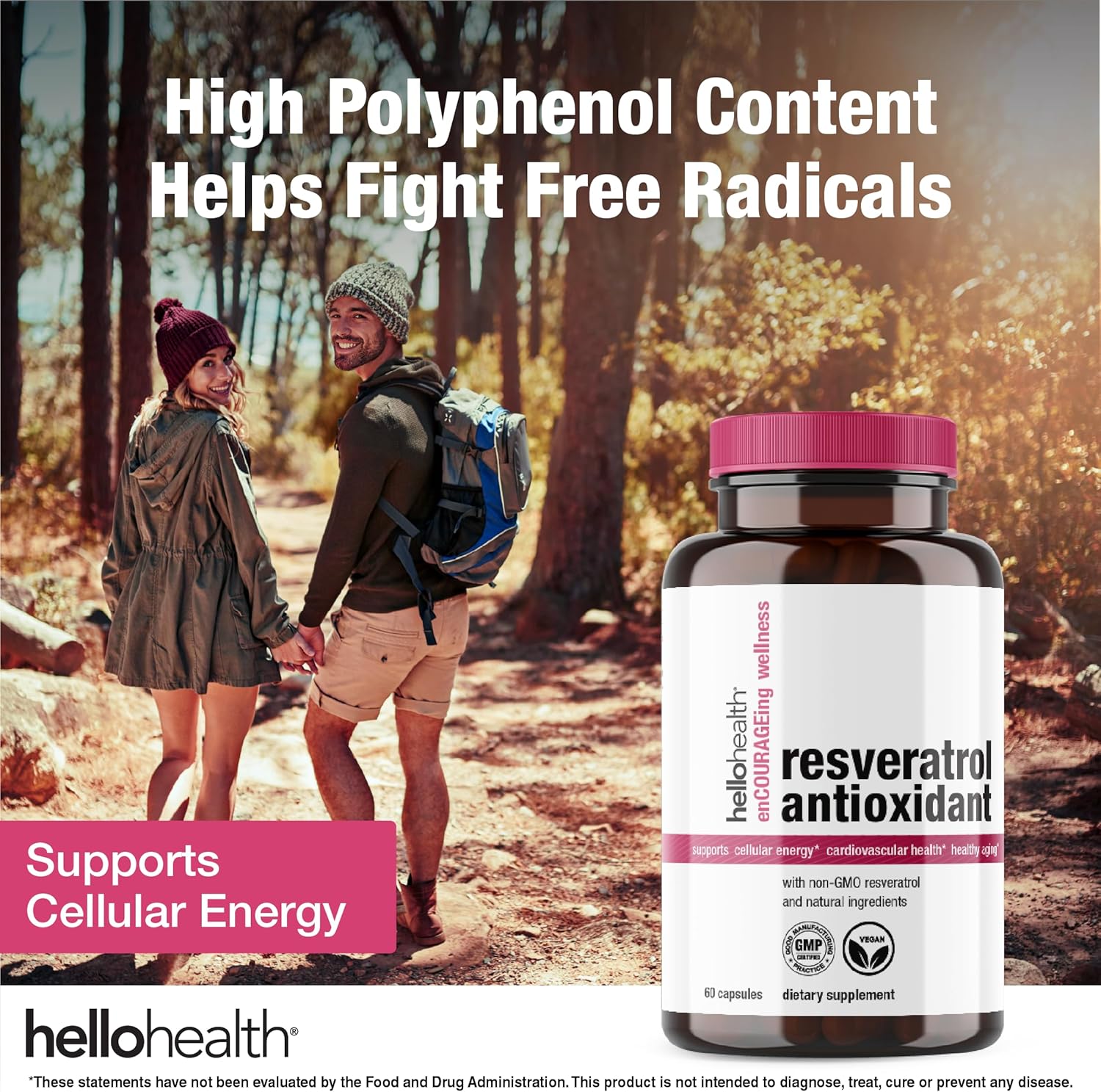 High Potency Trans Resveratrol Capsules - 600mg Supplement for Healthy Aging, Longevity, Cognitive Health - Non-GMO Vegetarian Capsules - 60 Day Supply