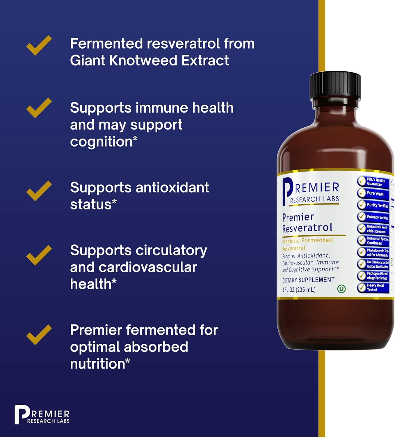 High-Potency Trans-Resveratrol Liquid Supplement for Heart Health - 180mg Per Teaspoon - 8 Fl Oz Bottle