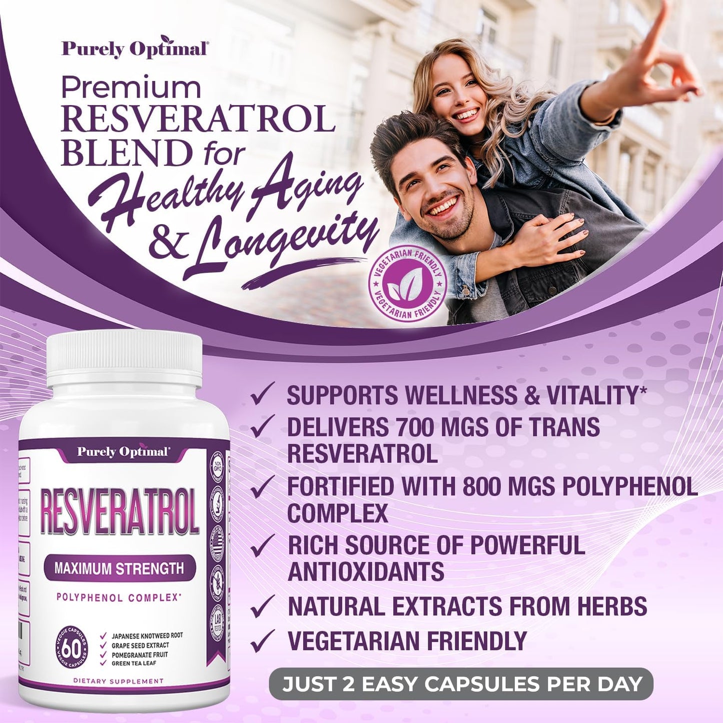 High Potency Trans-Resveratrol Supplement 1500mg - Vegan Capsules for Graceful Aging, Immunity, & Wellness