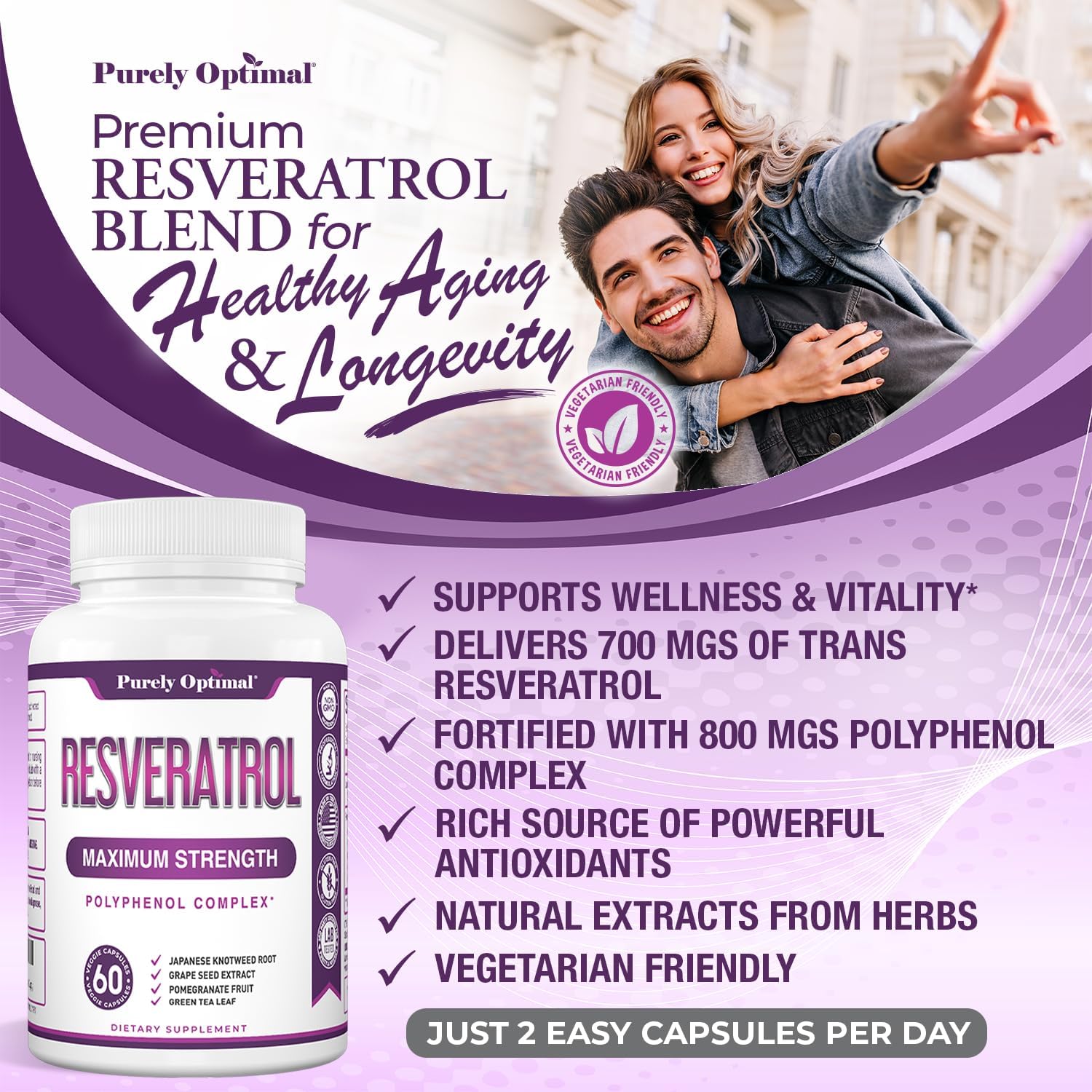 High Potency Trans-Resveratrol Supplement 1500mg - Vegan Capsules for Graceful Aging, Immunity, & Wellness