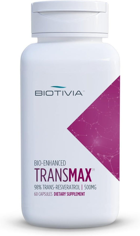 High-Potency Transmax 1000mg Resveratrol Supplement with Polydatin & Piperine for Optimal Absorption. Vegan Capsules, No Fillers.