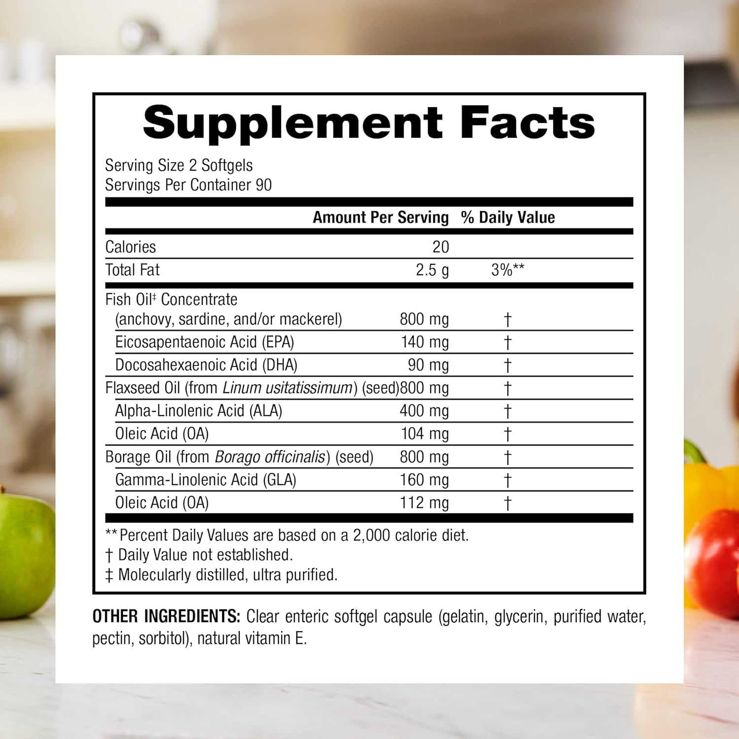 High Potency Triple Omega 3-6-9 Fish Oil Softgels, 1,200mg, 180 Count, Ultra-Purified, No Aftertaste - Heart, Brain, Cardiovascular Support, Gluten & Shellfish-Free