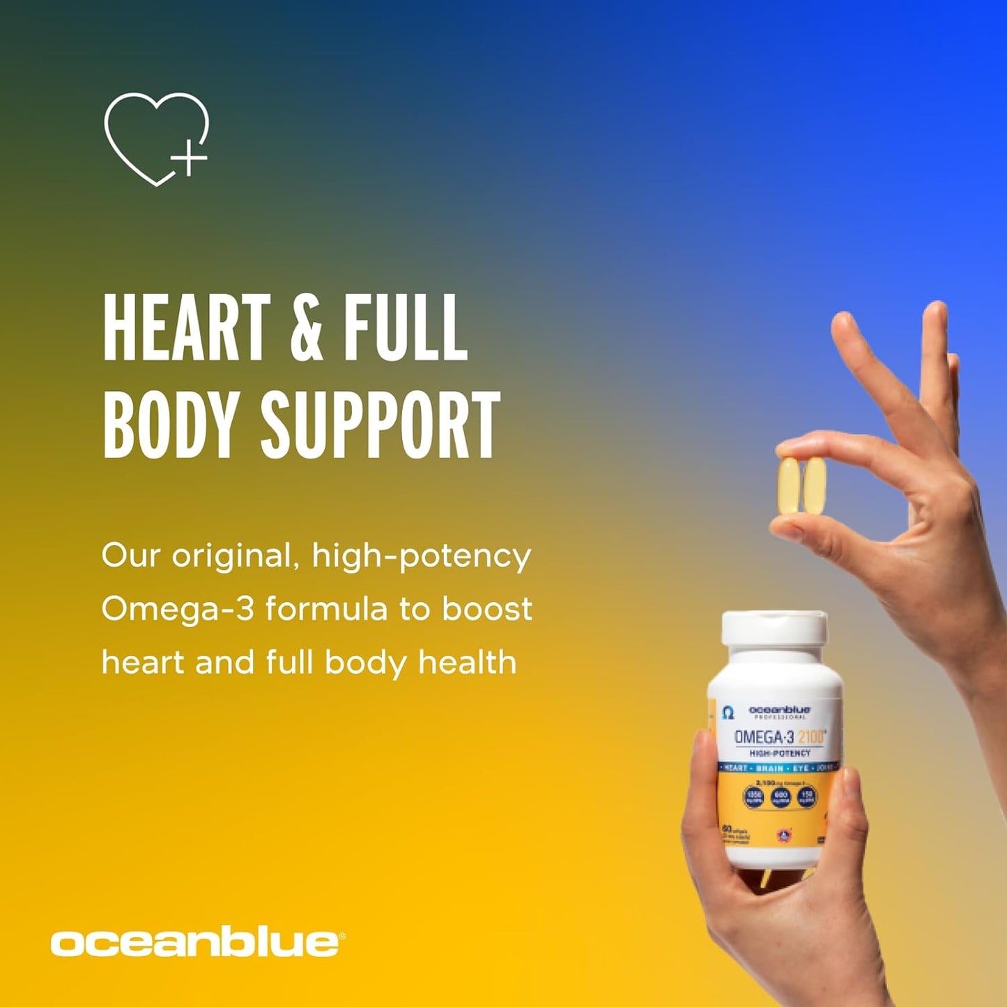 High-Potency Triple Strength Oceanblue Professional Omega-3 2100 - 60 Count, Burpless Fish Oil with EPA, DHA & DPA - Orange Flavor, 30 Servings