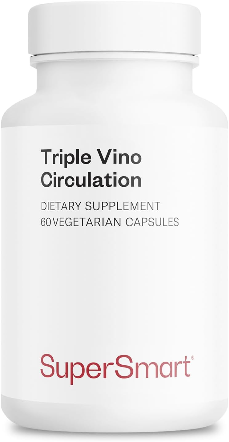 High Potency Triple Vino Circulation with Red Vine Leaf Extract - 3-in-1 Formula - Vegan & Gluten Free - 60 Veg Capsules
