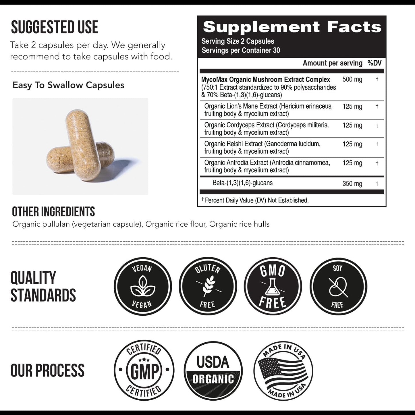 High-Potency Triquetra Health MycoMax Mushroom Complex with 70% Beta Glucans - US Grown, Ultrasonic Extraction - Lions Mane, Cordyceps, Reishi & More - Supports Cognition, Immunity, Energy - 60 Capsules