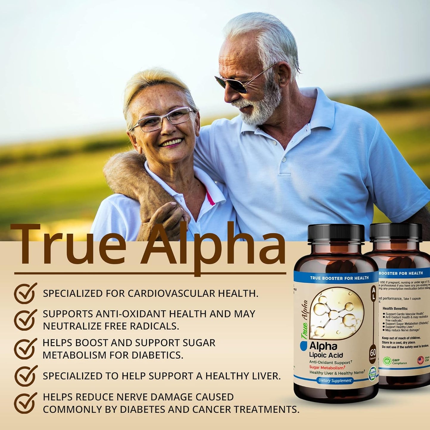High Potency TRUEMED Alpha Lipoic Acid 600mg Supplement for Energy, Cellular Health, Immunity, Skin & Metabolism - 60 Capsules
