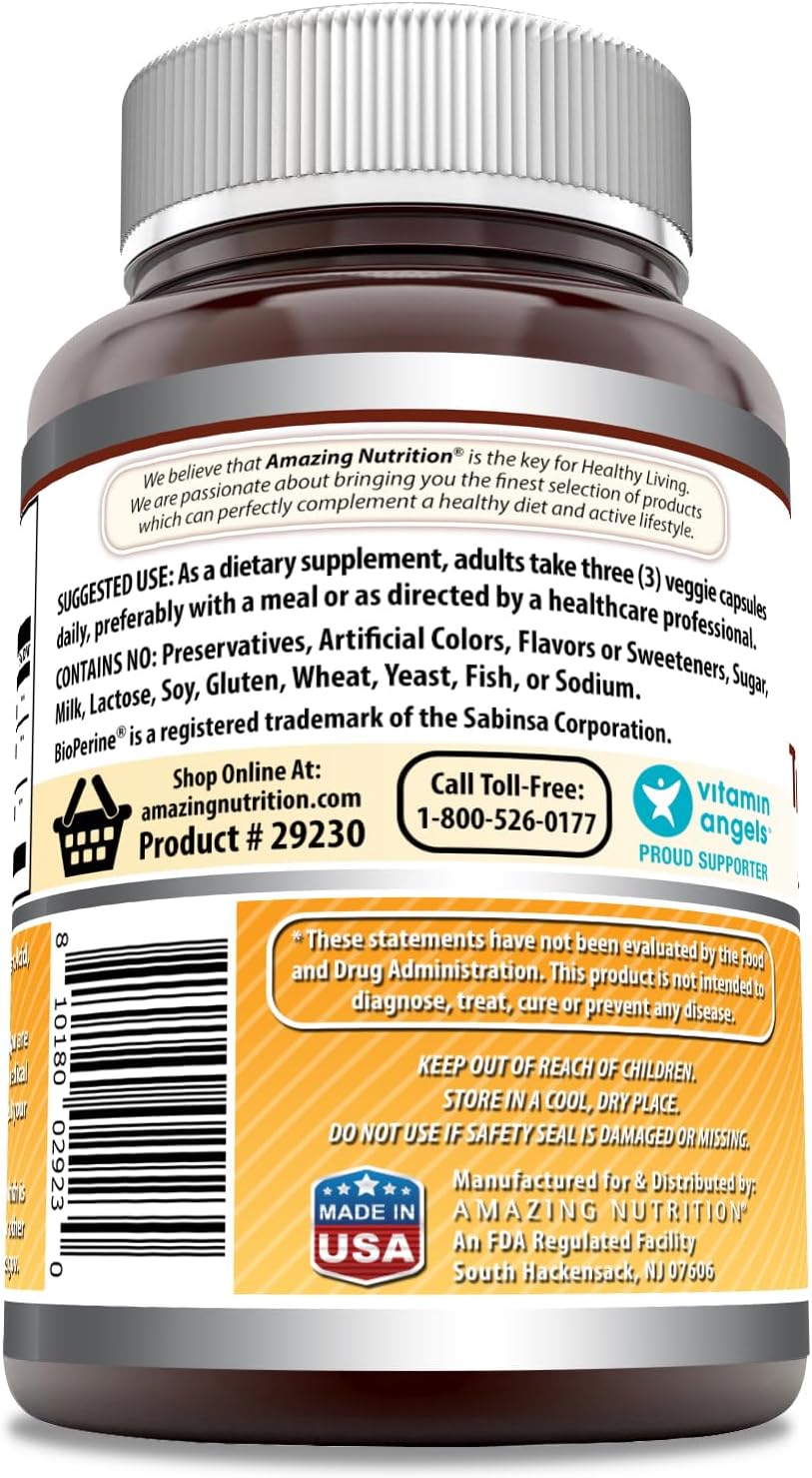 High Potency Turmeric Curcumin with Bioperine Capsules | 2250 Mg per Serving | Non-GMO & Gluten-Free | Made in USA | 180 Veggie Caps (1 Pack)
