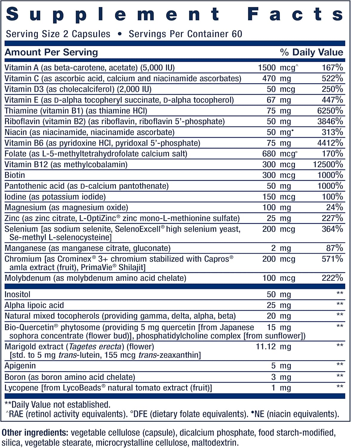 High-Potency Two-Per-Day Multivitamin with Over 25 Nutrients, Two-Month Supply, Non-GMO, Gluten-Free - 120 Capsules