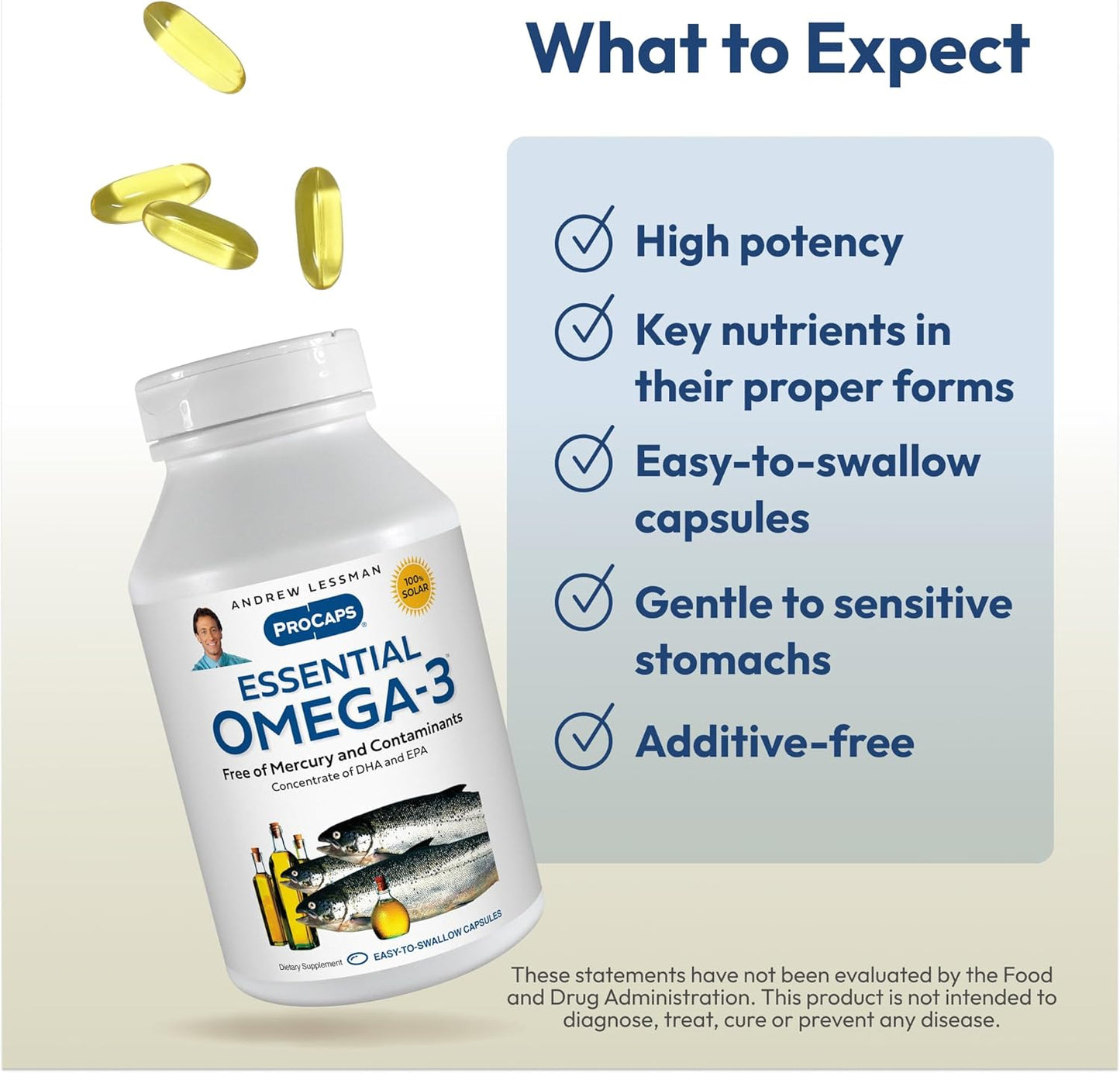 High Potency Ultra-Pure Omega-3 Softgels - 180 Count, No Mercury, No Stomach Upset, Small Easy to Swallow