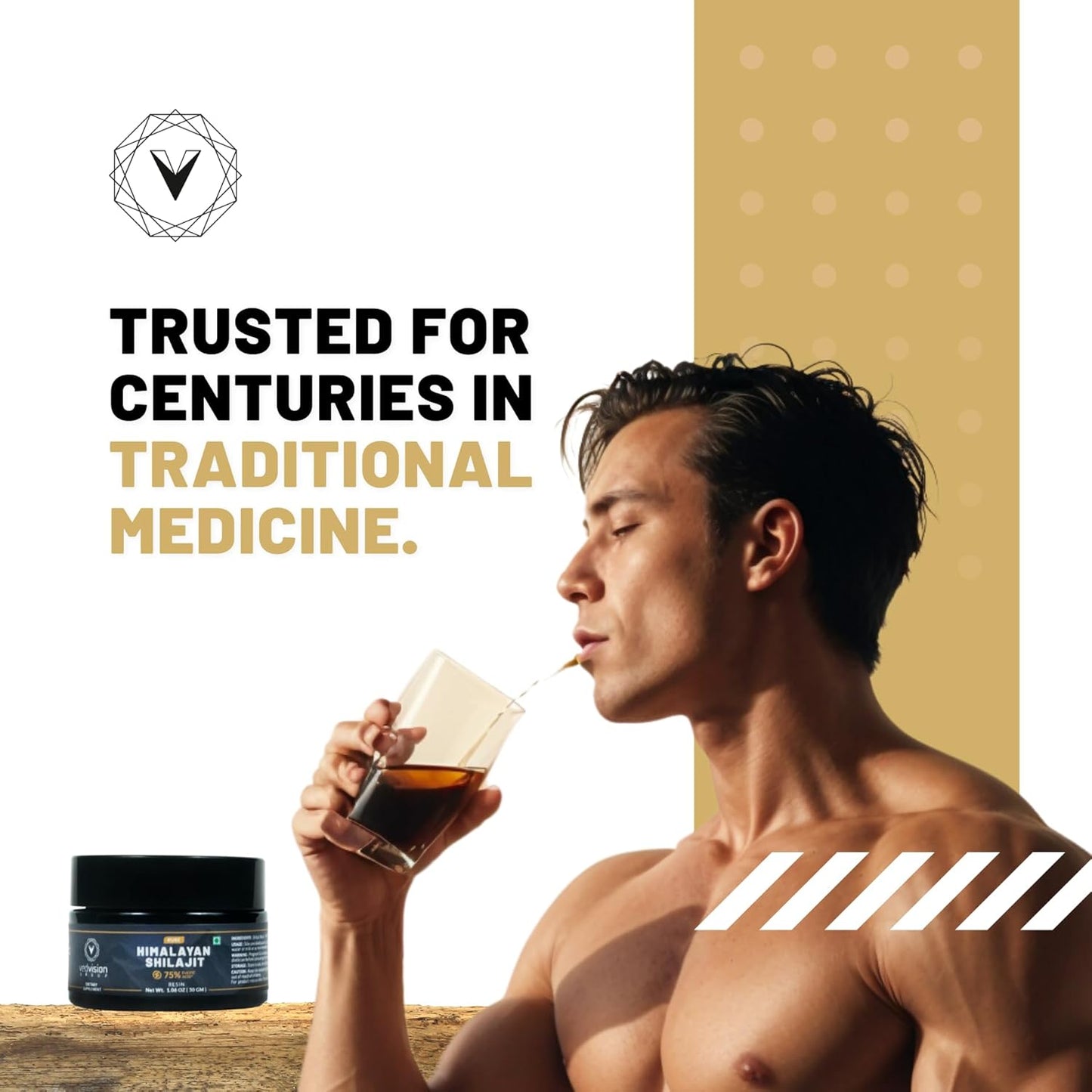 High Potency VedVision Pure Himalayan Shilajit Resin - 400mg A Grade with 75%+ Fulvic Acid & 85+ Trace Minerals - Men & Women - Lab Tested - 75 Servings