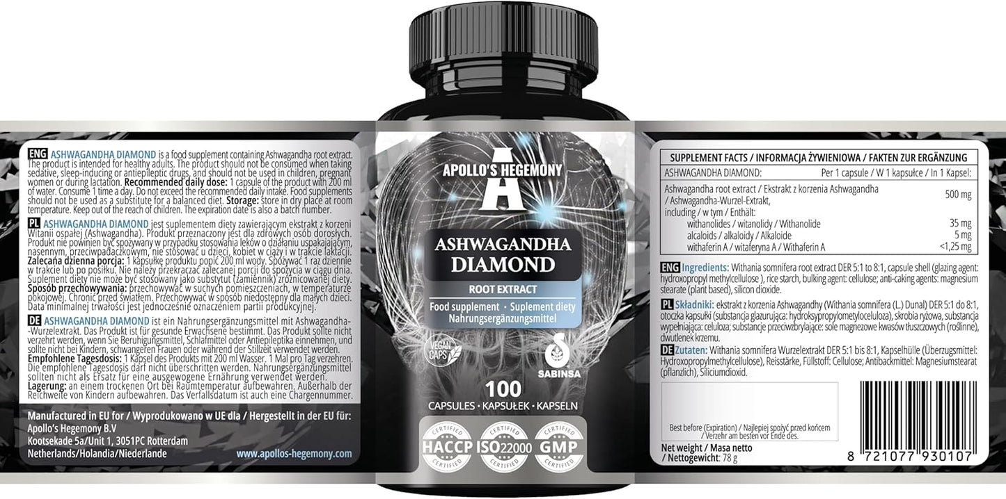 High Potency Vegan Ashwagandha Extract Tablets - 568mg, 100 Tablets, Withania somnifera, 7% Withanolides, Memory & Concentration Support