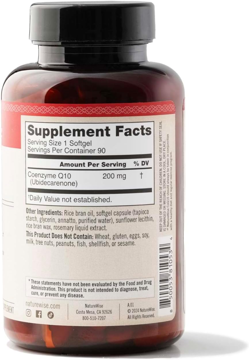 High Potency Vegan CoQ10 200mg Softgels - Heart Health & Energy Supplement - Antioxidant, Non-GMO, Gluten-Free - 90 Count