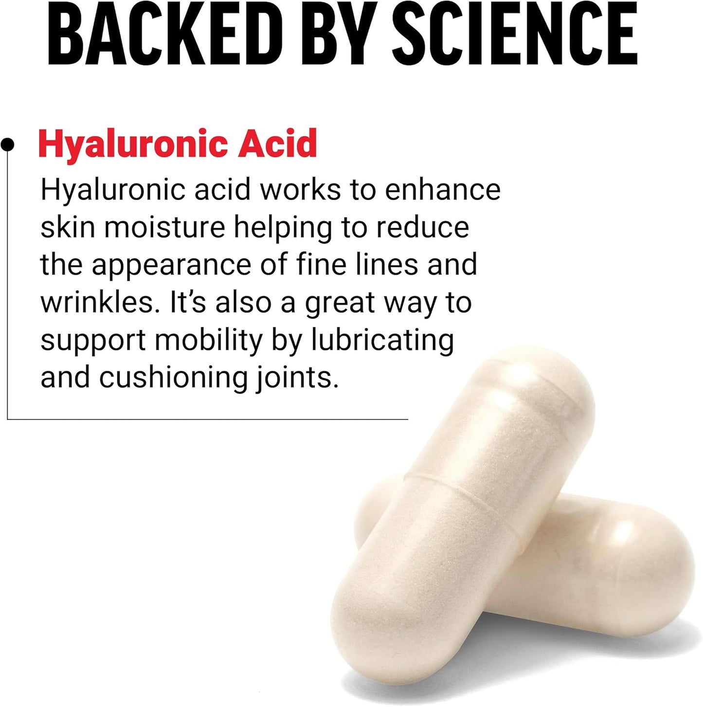 High Potency Vegan Hyaluronic Acid Supplements for Joint Health and Skin Hydration - 60 Capsules