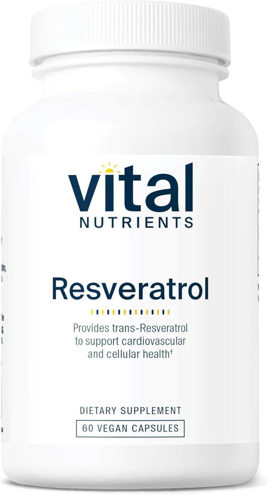 High Potency Vegan Resveratrol Supplement for Cardiovascular and Cell Health, Gluten-Free, Non-GMO - 60 Capsules