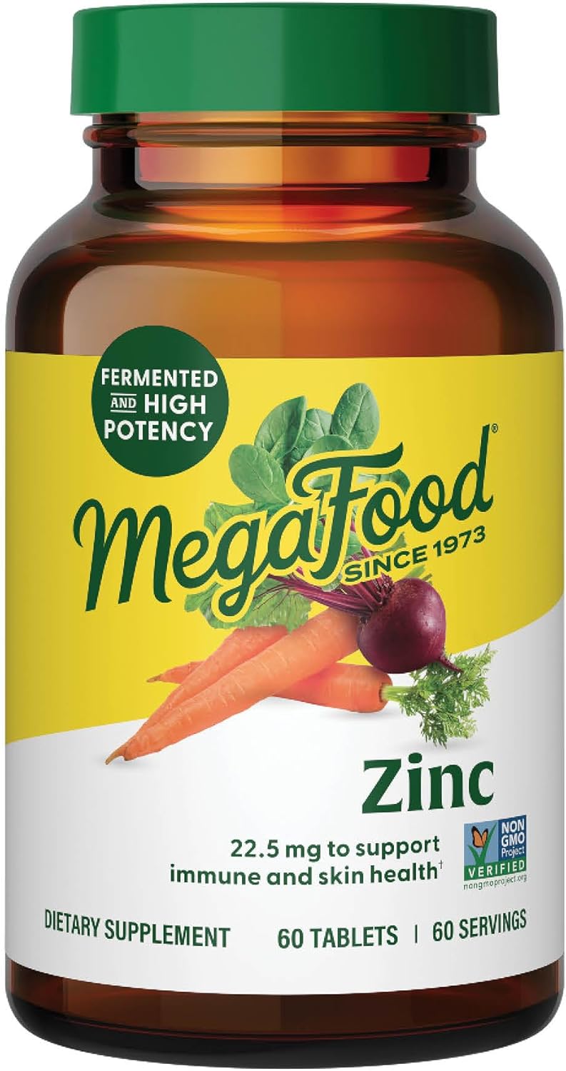 High Potency Vegan Zinc Supplement for Immune Support - 22.5 mg Fermented Zinc - Gluten-Free, Kosher - 60 Tablets