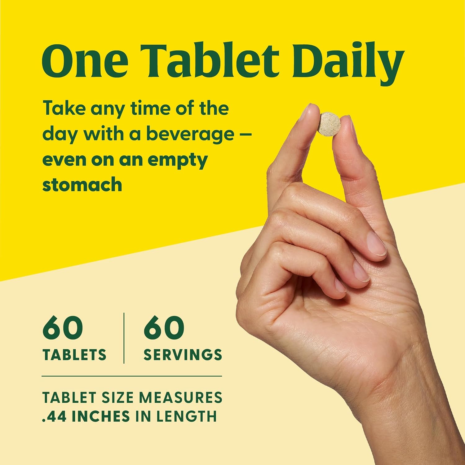 High Potency Vegan Zinc Supplement for Immune Support - 22.5 mg Fermented Zinc - Gluten-Free, Kosher - 60 Tablets