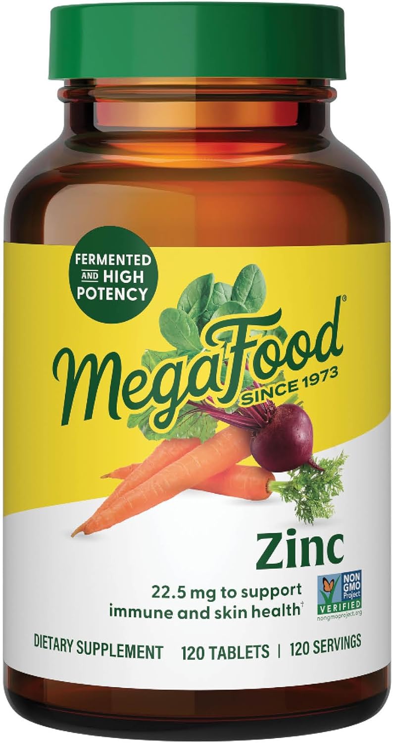 High Potency Vegan Zinc Supplements for Immune Support - 22.5 mg Fermented Zinc - Gluten-Free, Kosher - 120 Tablets