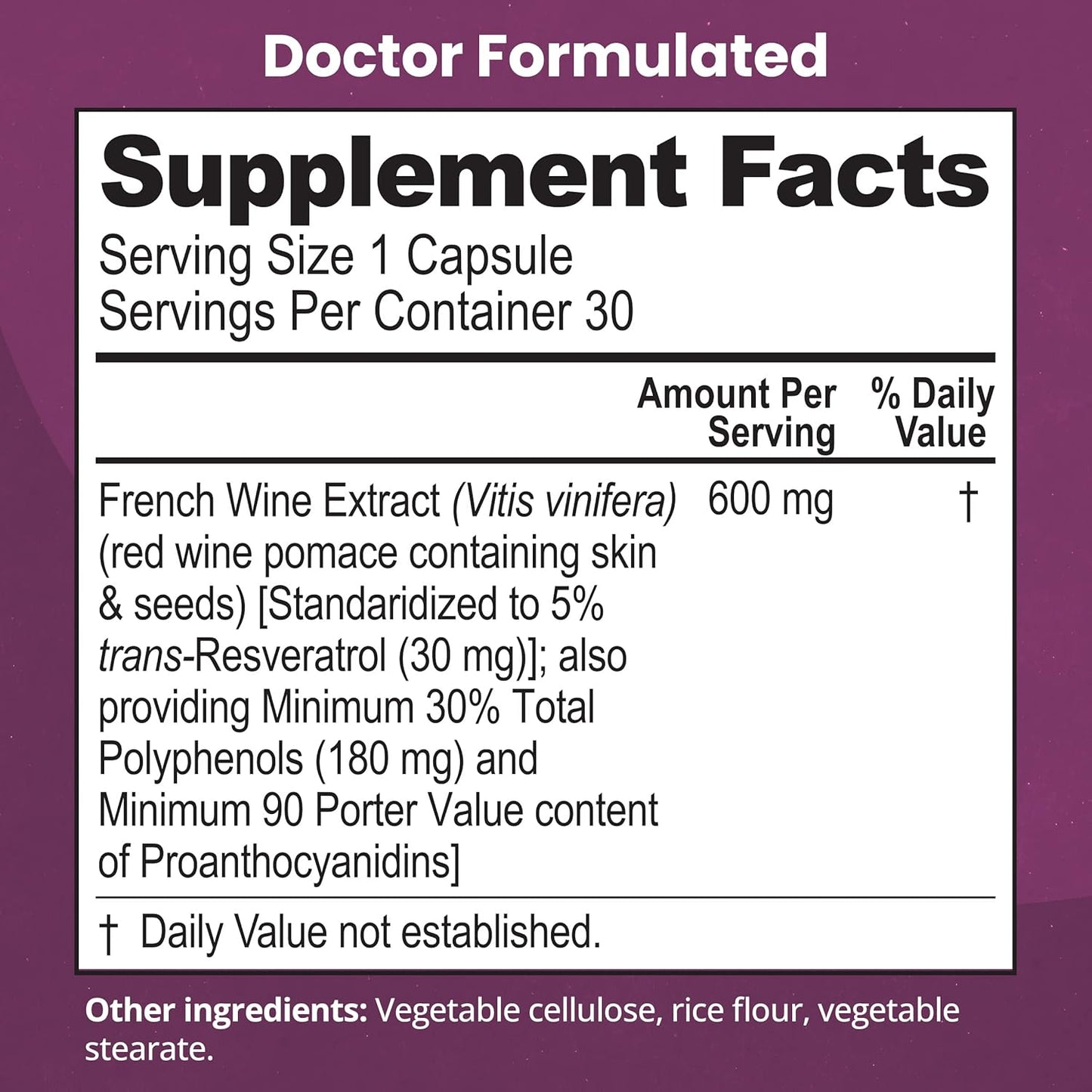 High Potency VisiVite Reziva Resveratrol Supplement - Doctor Formulated Transresveratrol Capsules for Longevity, Eye Health & Well-Being - 30 Veg Caps