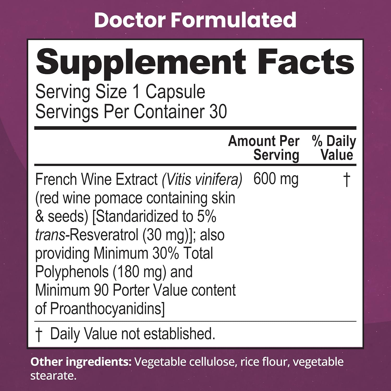 High Potency VisiVite Reziva Resveratrol Supplement - Doctor Formulated Transresveratrol Capsules for Longevity, Eye Health & Well-Being - 30 Veg Caps