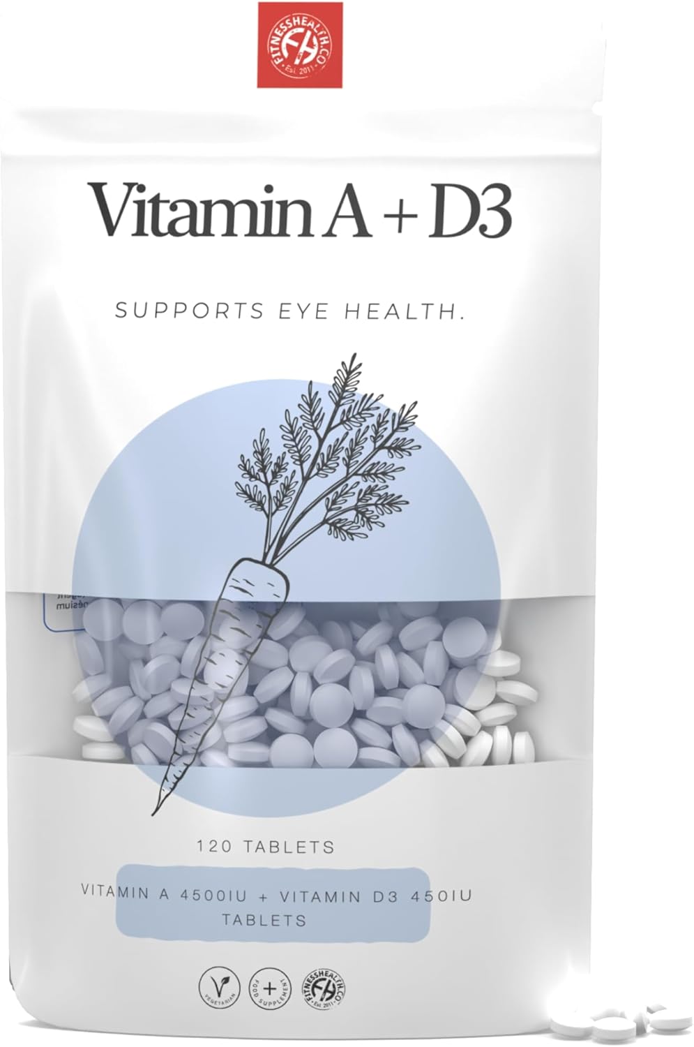 High Potency Vitamin A 10000IU Tablets for Healthy Skin & Vision - Vegan Supplement for Mood & Nutrition - 120 Count - Eco-Friendly Packaging