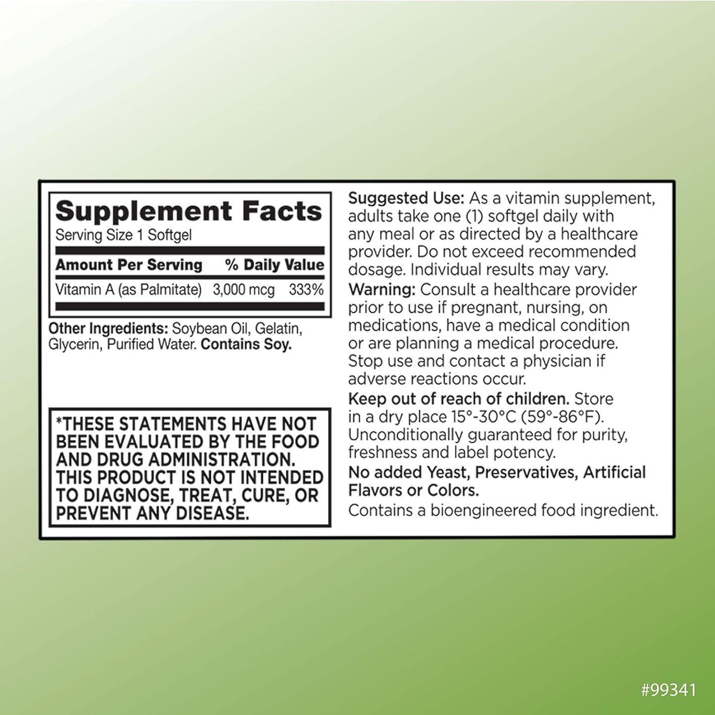 High Potency Vitamin A Softgels 3000 mcg (10,000 IU) - Premium Quality Supplement