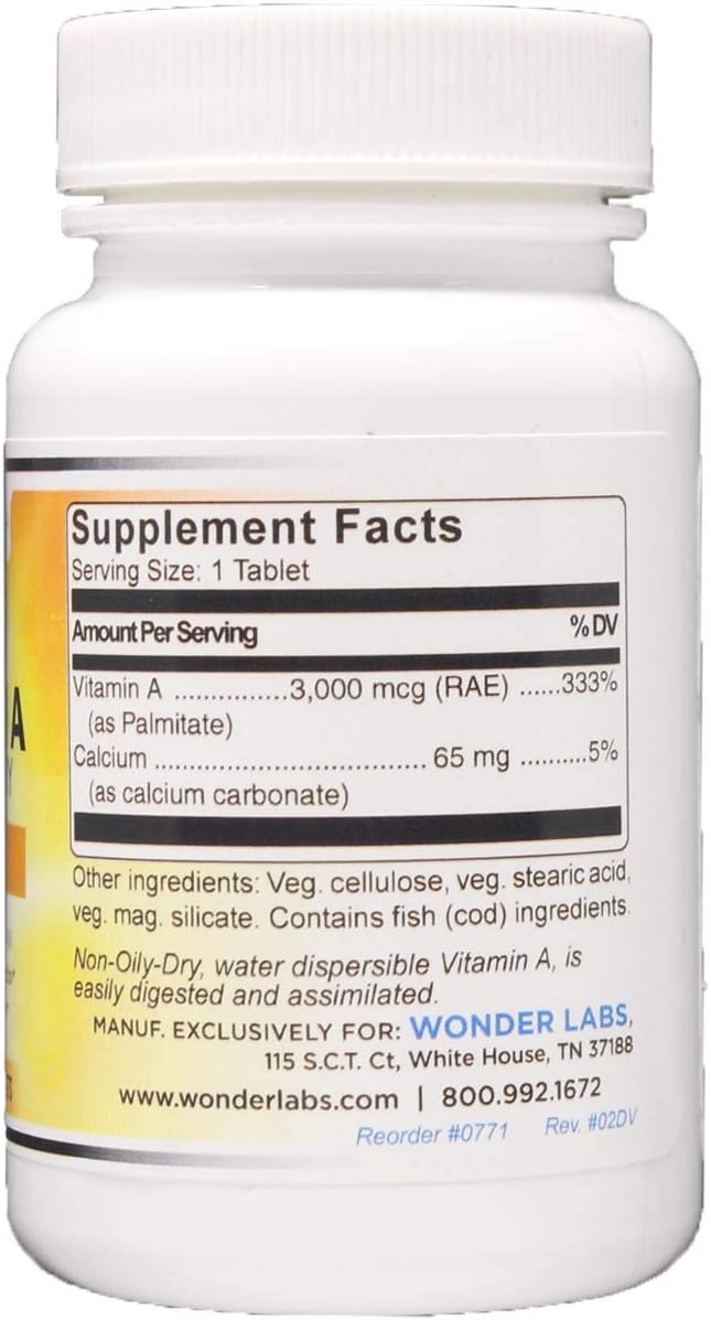 High Potency Vitamin A Supplement - 10,000 IU Palmitate from Cod Liver Oil - 100 Tablets