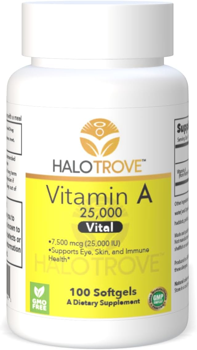 High Potency Vitamin A Supplement - 25000 IU, 100 Softgels for Immune Support and Eye Health
