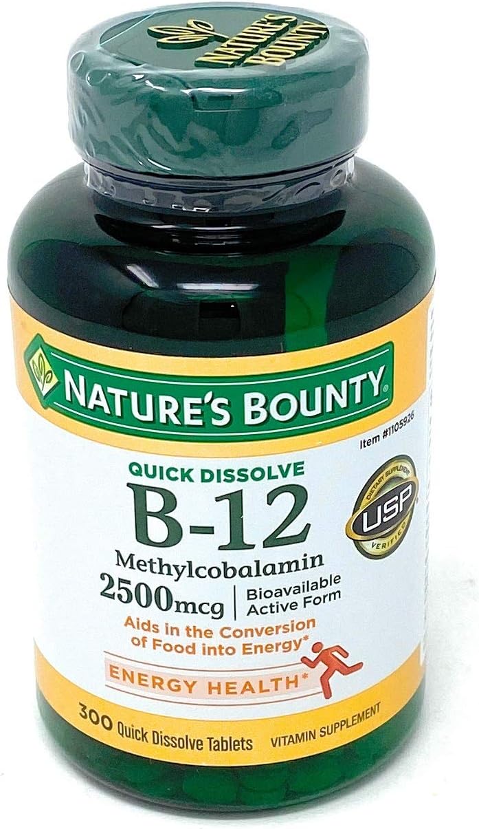 High Potency Vitamin B-12 2500 mcg - 300 Quick Dissolve Tablets by Nature's Bounty