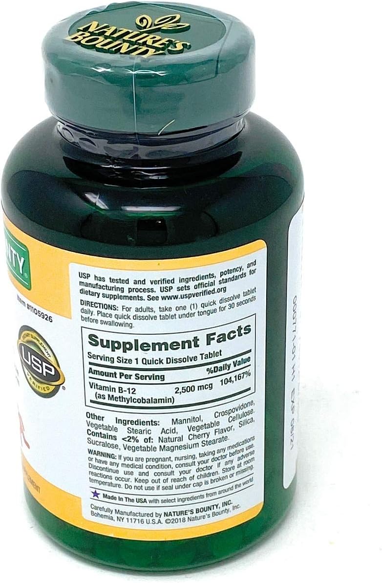 High Potency Vitamin B-12 2500 mcg - 300 Quick Dissolve Tablets by Nature's Bounty