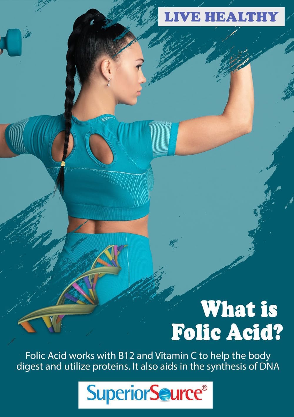 High Potency Vitamin B-12 Methylcobalamin & Folic Acid Tablets for Energy, Brain, and Heart Health - Stress Support - 60 Sublingual Dissolving Tablets