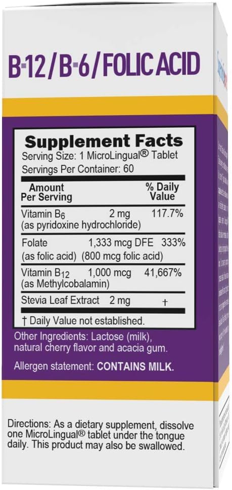 High Potency Vitamin B12 Methylcobalamin Tablets for Energy, Heart Health, Metabolism, Stress Relief - Non-GMO, Fast Dissolve, 60 Ct