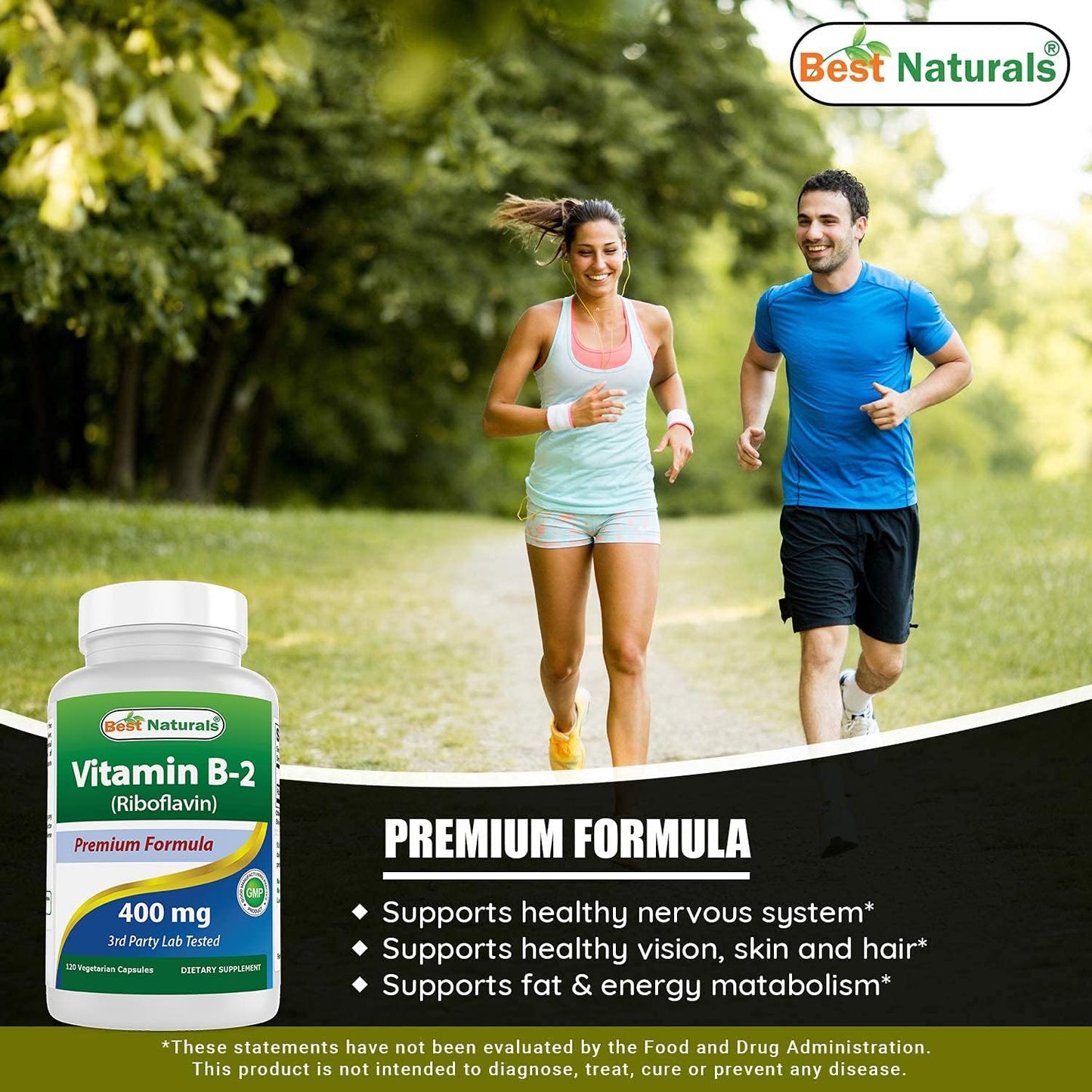 High Potency Vitamin B2 (Riboflavin) 400mg with Magnesium Glycinate 425 mg for Optimal Health